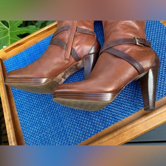 Cole Haan Nike Air Poppy Bit Riding boots brown sequoia chestnut sz. 7 - Picture 2 of 6